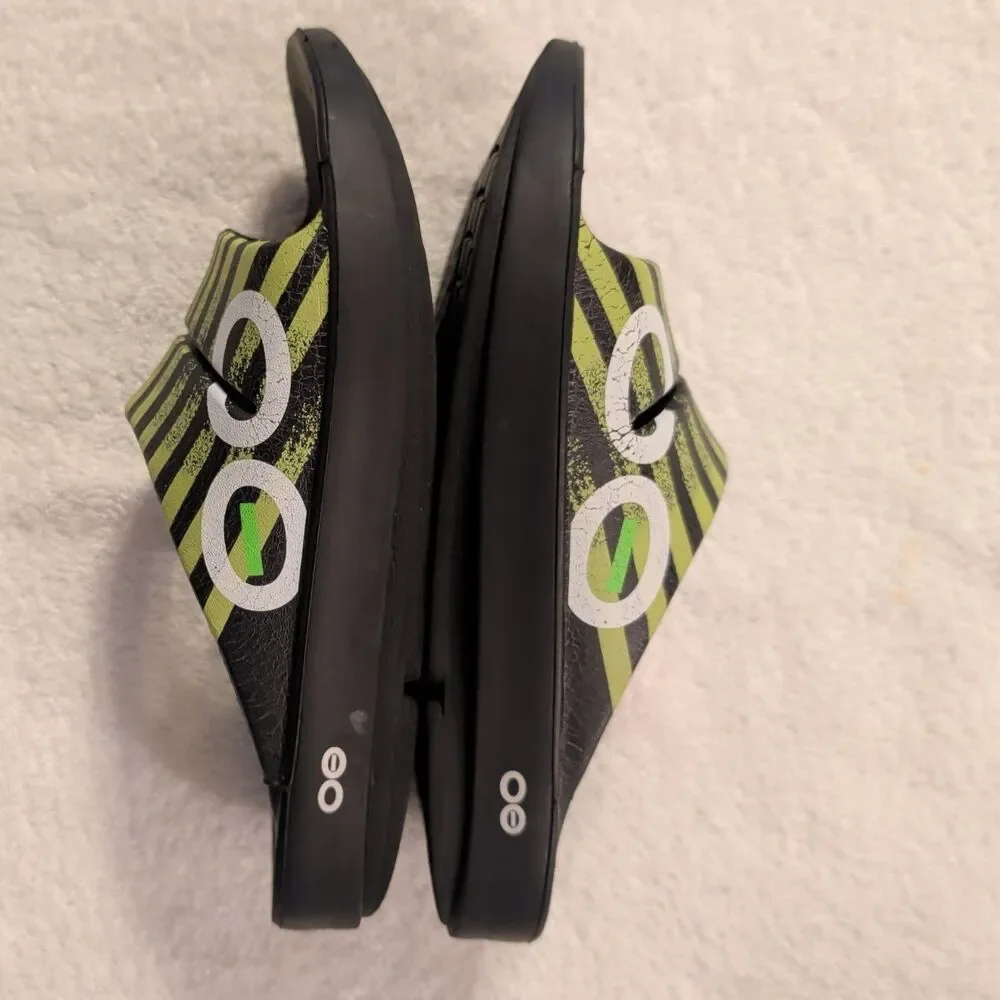 OOFOS Men's OOahh Slip On Slide Sandals Black Yellow M5 W7